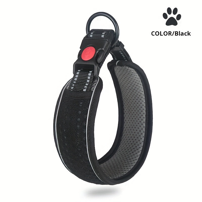Collier réfléchissant réglable pour chien avec sangle de cou rembourrée – Respirant, à dégagement rapide et sans danger la nuit