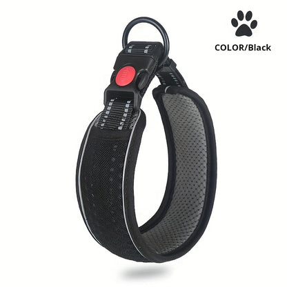 Collier réfléchissant réglable pour chien avec sangle de cou rembourrée – Respirant, à dégagement rapide et sans danger la nuit