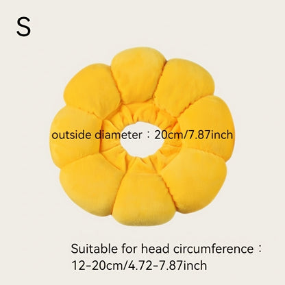 Soft Touch | Verstellbares Sonnenblumen-Halsband für Katzen und kleine Hunde – weiches Polyester, Cartoon-Design, Anti-Leck- und Kratzschutzkegel mit sicherem Schnallenriemen, Haustierhalsband 