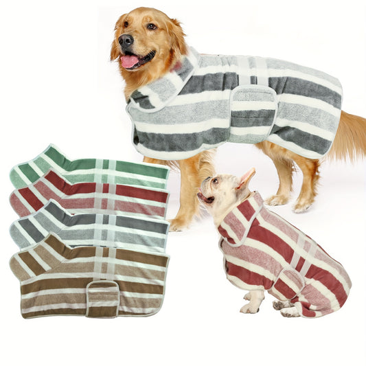 Serviette de bain rayée à séchage rapide pour chien - Peignoir de séchage pour chien en polyester super absorbant et réglable - Parfait pour le bain, les promenades humides et la natation