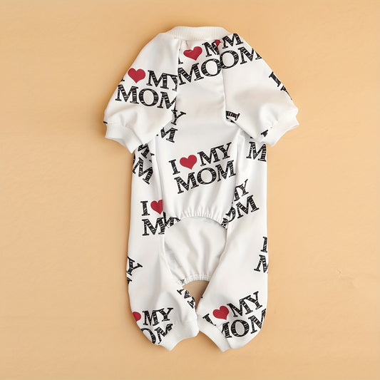Vêtements d'été pour animaux de compagnie I Love Mom I Love Dad Print Vêtements pour chiens Combinaison pour chiens Pyjama pour chats pour petits, moyens et grands chiens
