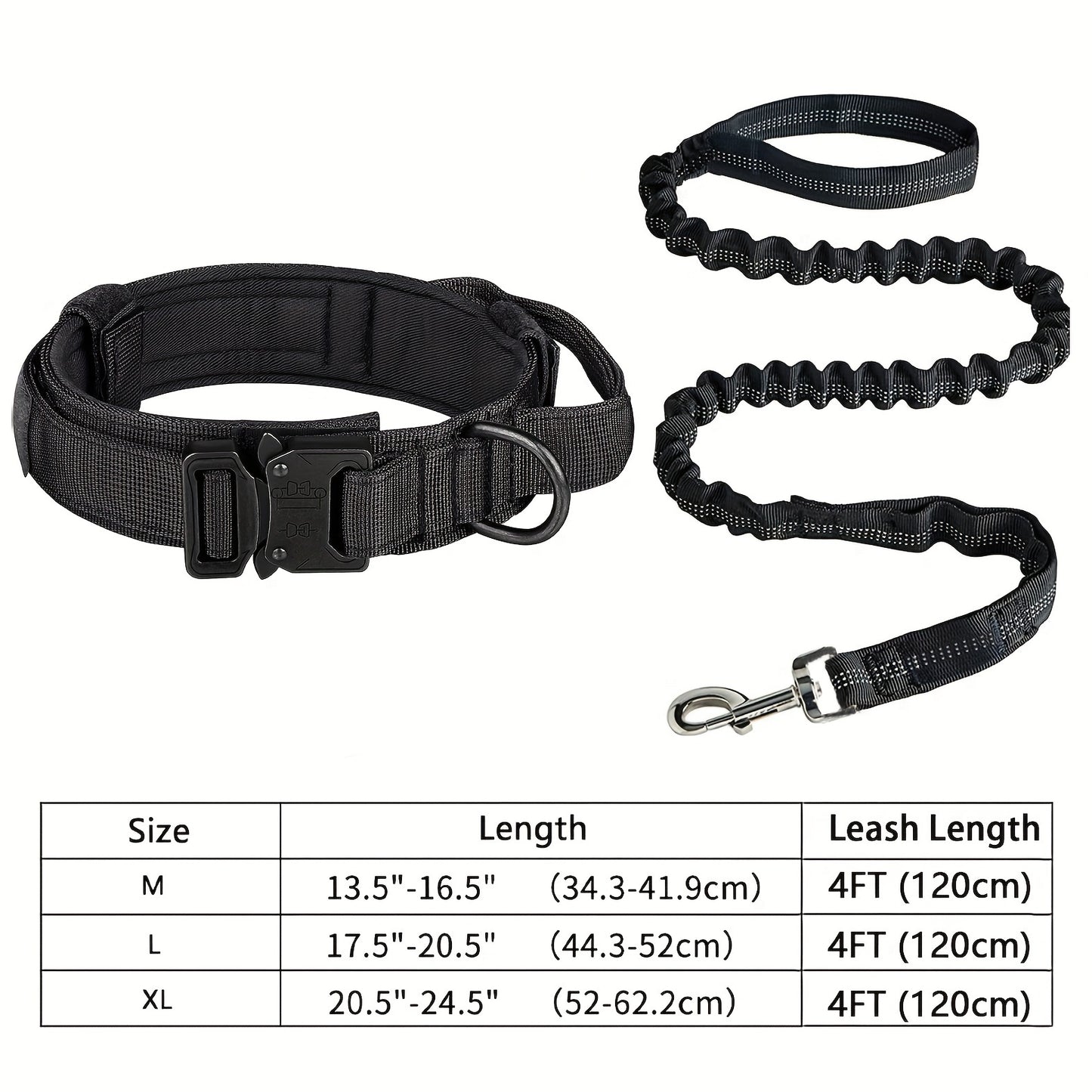 Ensemble collier et laisse tactique pour chien - Robuste et réglable