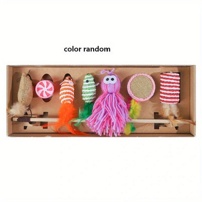 Ensemble de 7 tiges de jeu pour chat : jouets amusants pour chat, pour votre chaton ! 