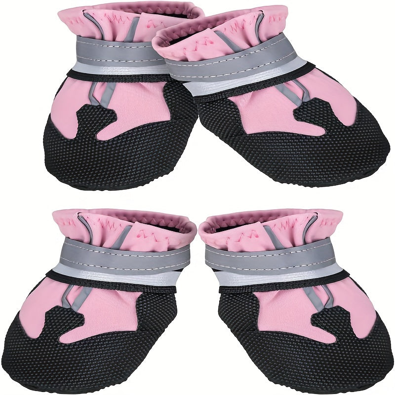 Lot de 4 bottes imperméables pour chien avec sangles réfléchissantes, gardez la patte de votre chien en sécurité et au sec