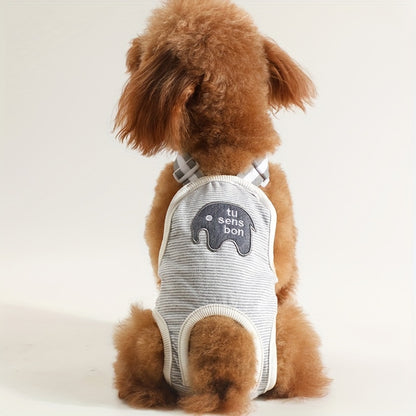 Couches lavables à rayures pour chiens de petite race - Style bande ventrale confortable, culotte menstruelle en polyester toutes saisons pour animaux de compagnie 