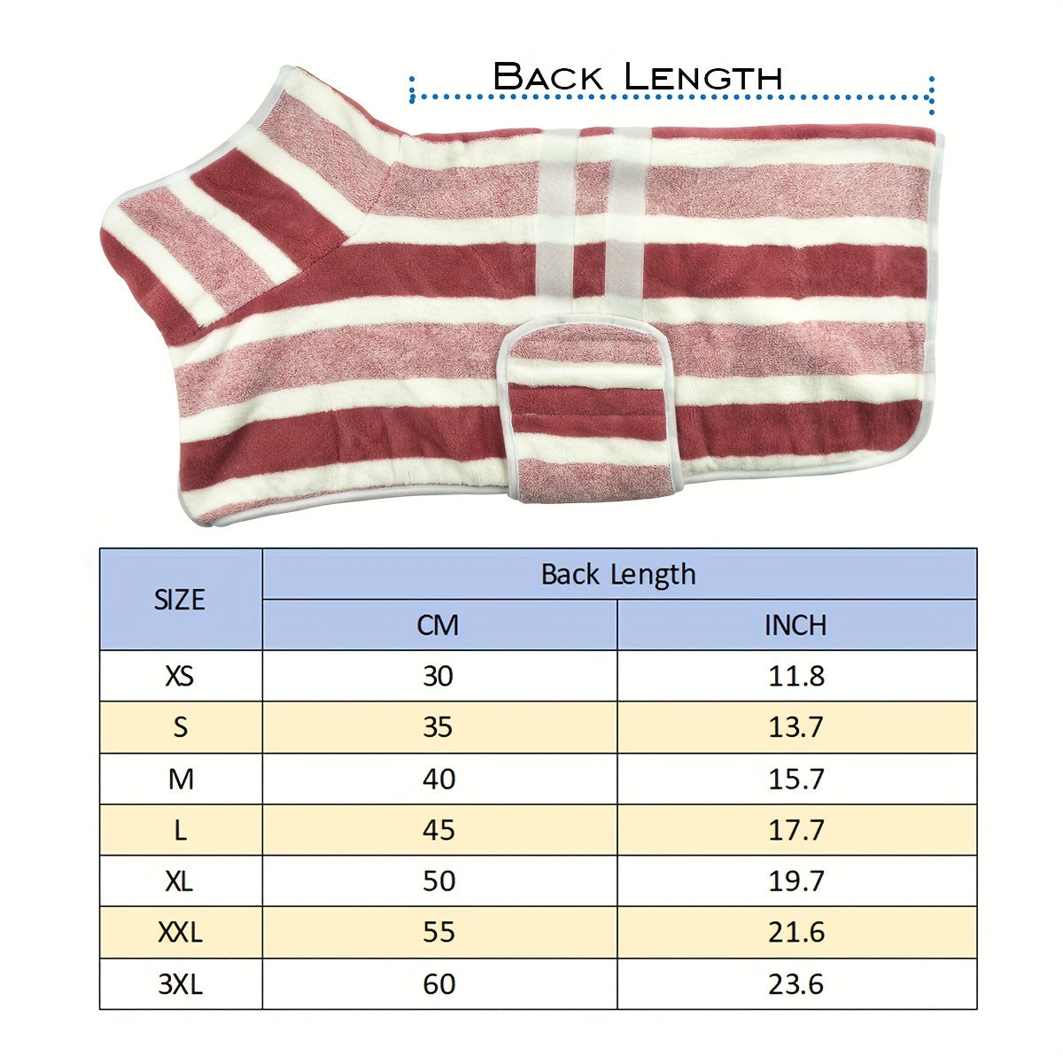 Serviette de bain rayée à séchage rapide pour chien - Peignoir de séchage pour chien en polyester super absorbant et réglable - Parfait pour le bain, les promenades humides et la natation