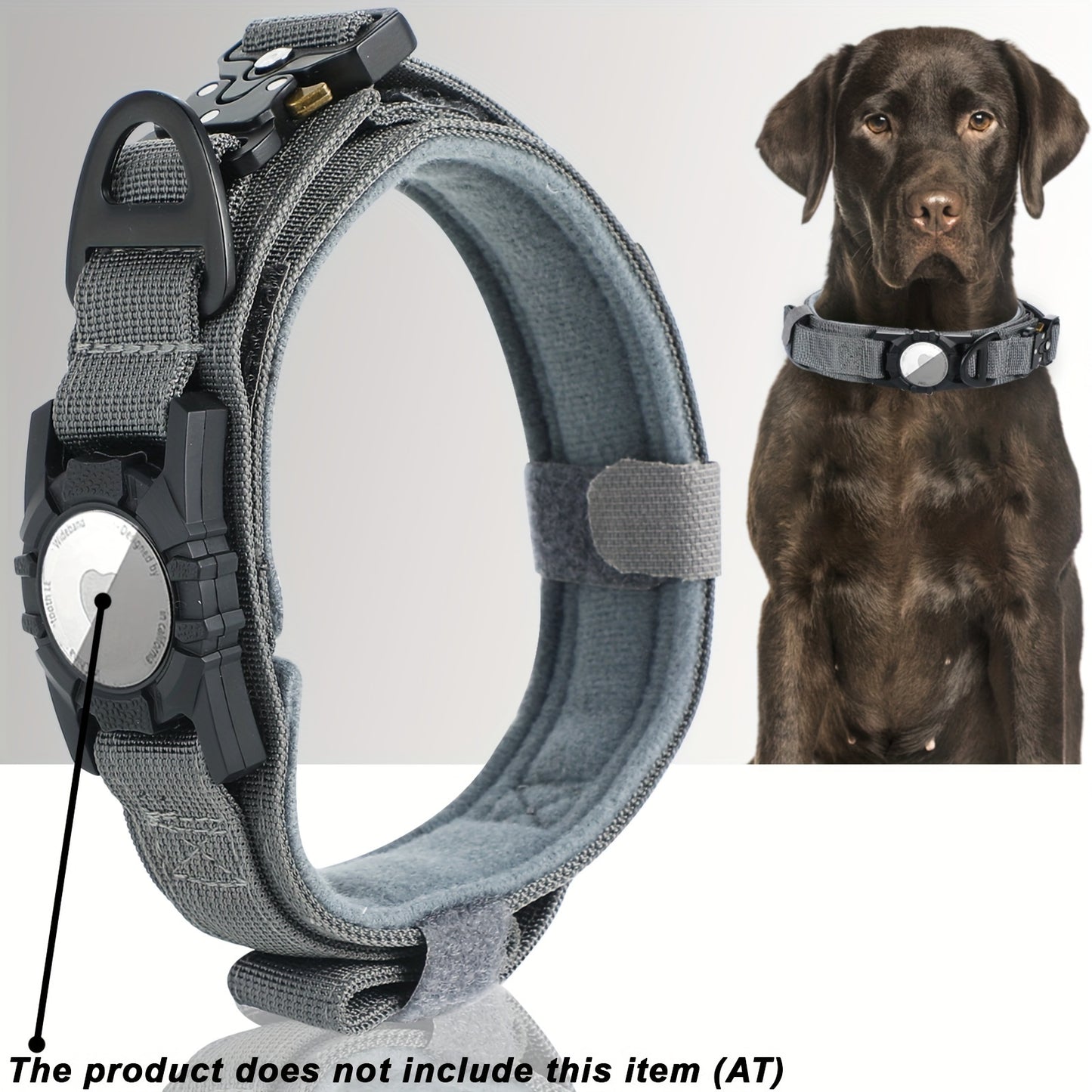 Tactical Dog Collar for AirTag – Heavy-Duty Nylon Collar for Medium to Large Dogs