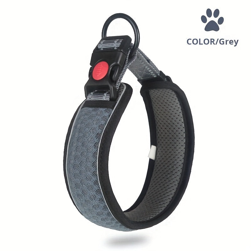 Collier réfléchissant réglable pour chien avec sangle de cou rembourrée – Respirant, à dégagement rapide et sans danger la nuit