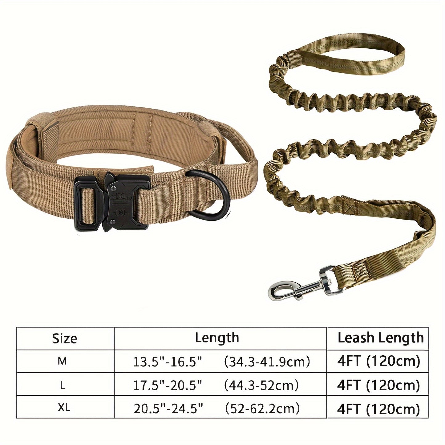 Ensemble collier et laisse tactique pour chien - Robuste et réglable