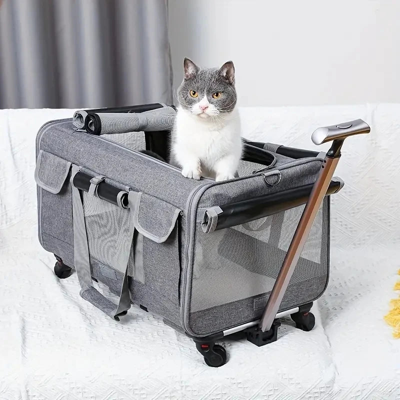 Chariot pliable extra large pour animaux de compagnie - Amovible et confortable