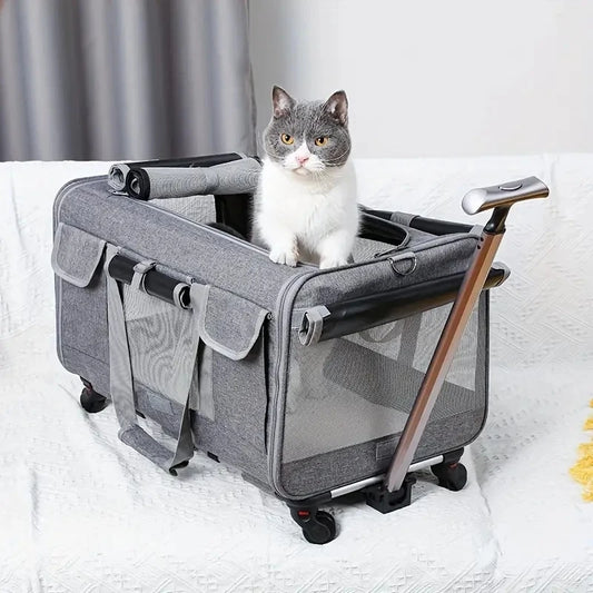 Chariot pliable extra large pour animaux de compagnie - Amovible et confortable