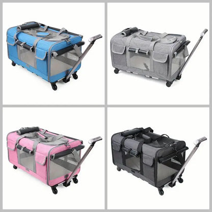 Chariot pliable extra large pour animaux de compagnie - Amovible et confortable