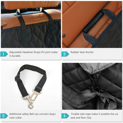 Housse de siège auto imperméable pour chien avec accès à l'accoudoir central – Protection de siège arrière durable pour toutes les races