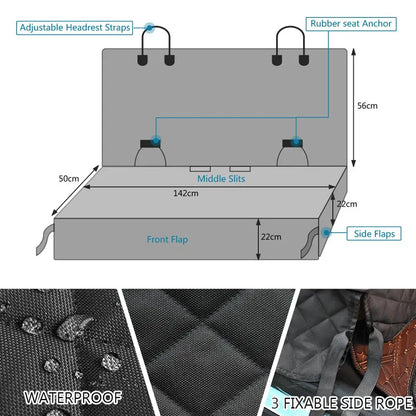 Housse de siège auto imperméable pour chien avec accès à l'accoudoir central – Protection de siège arrière durable pour toutes les races