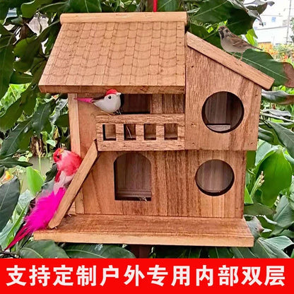Nid d'oiseau en bois de préservation, maison d'extérieur imperméable et chaude pour oiseaux, pivoine, perroquet, boîte d'élevage, cage à oiseaux, jouet ZP6261038