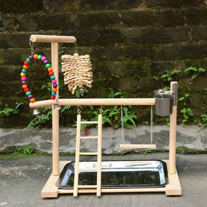 Aire de jeux pour oiseaux avec perchoirs – Aire de jeux avec mangeoires, balançoire et échelle d’escalade pour perruches, calopsittes et inséparables