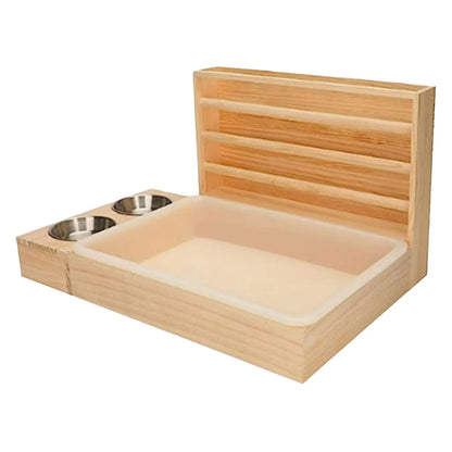 Wooden Bunny Hay Feeder with Litter Box – Rabbit & Small Animal Food Dispenser