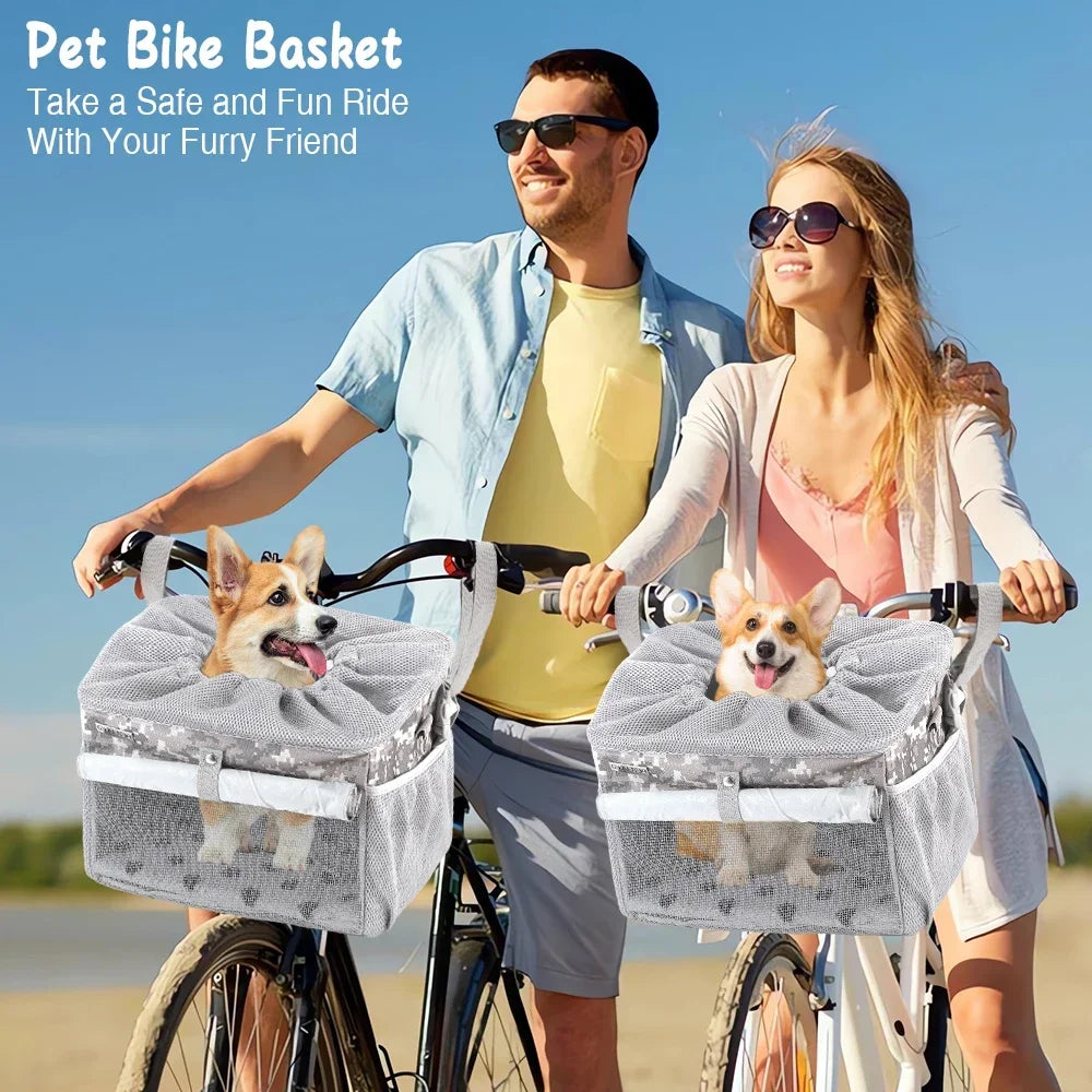 Panier de vélo pour chien – Porte-vélo amovible, respirant et confortable pour animaux de petite et moyenne taille 