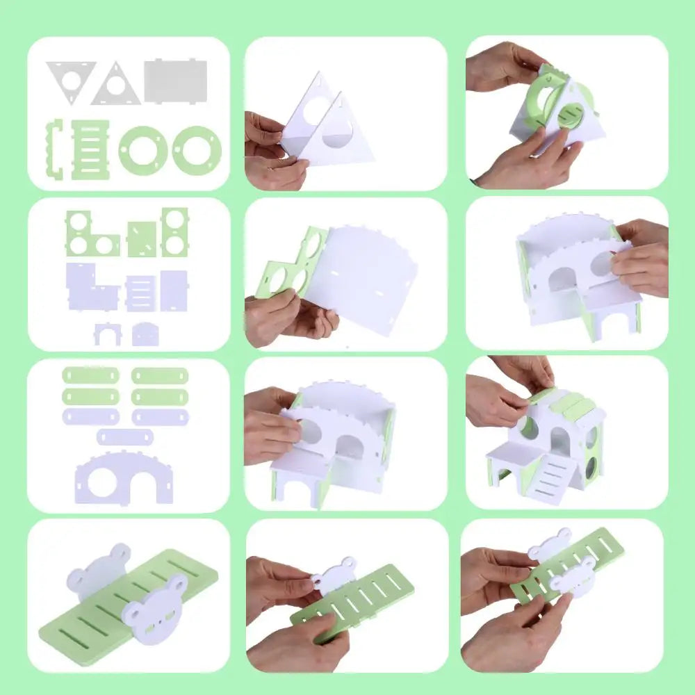 Ensemble de jouets en bois pour hamster, maison pour hamster, jouet d'activité anti-ennui, accessoires pour cage à hamster à faire soi-même pour petits animaux