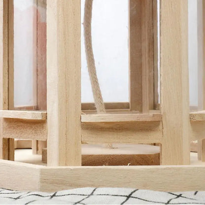 Mangeoire à oiseaux hexagonale en bois - Grande capacité avec toit 