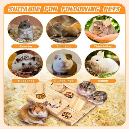 Mangeoire en bois pour hamster, snacks pour hamster Golden Bear, plateau en bois, fournitures pour animaux domestiques, jouets de recherche cachés