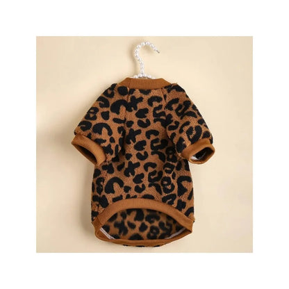 Pull d'hiver à imprimé léopard pour chien - Pull chaud et élégant pour animaux de compagnie pour bouledogues français, chiots et petits chiens 