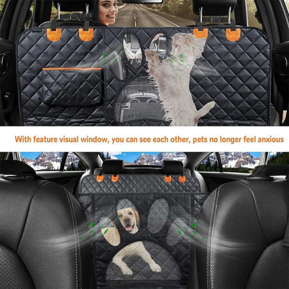 Housse de siège de voiture pour chien pour siège arrière, hamac de voiture pour chien 100 % étanche avec fenêtre en maille visuelle et fermeture éclair latérale pour siège de voiture et protection de porte