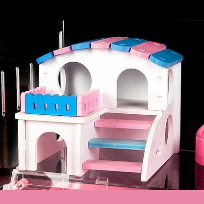 Transparent Hamster Cage Acrylic Cage Small Animal Hedgehogs Rabbit Guinea Pig Double Decker Cage Villa Package Supplies Toy Set