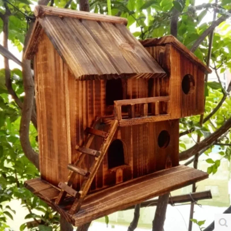 Nid d'oiseau en bois de préservation, maison d'extérieur imperméable et chaude pour oiseaux, pivoine, perroquet, boîte d'élevage, cage à oiseaux, jouet ZP6261038
