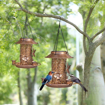 Mangeoire solaire pour oiseaux en métal pour l'extérieur, maison d'oiseaux suspendue avec lumière, idées cadeaux pour les amoureux des oiseaux, décoration de jardin extérieur et d'arrière-cour