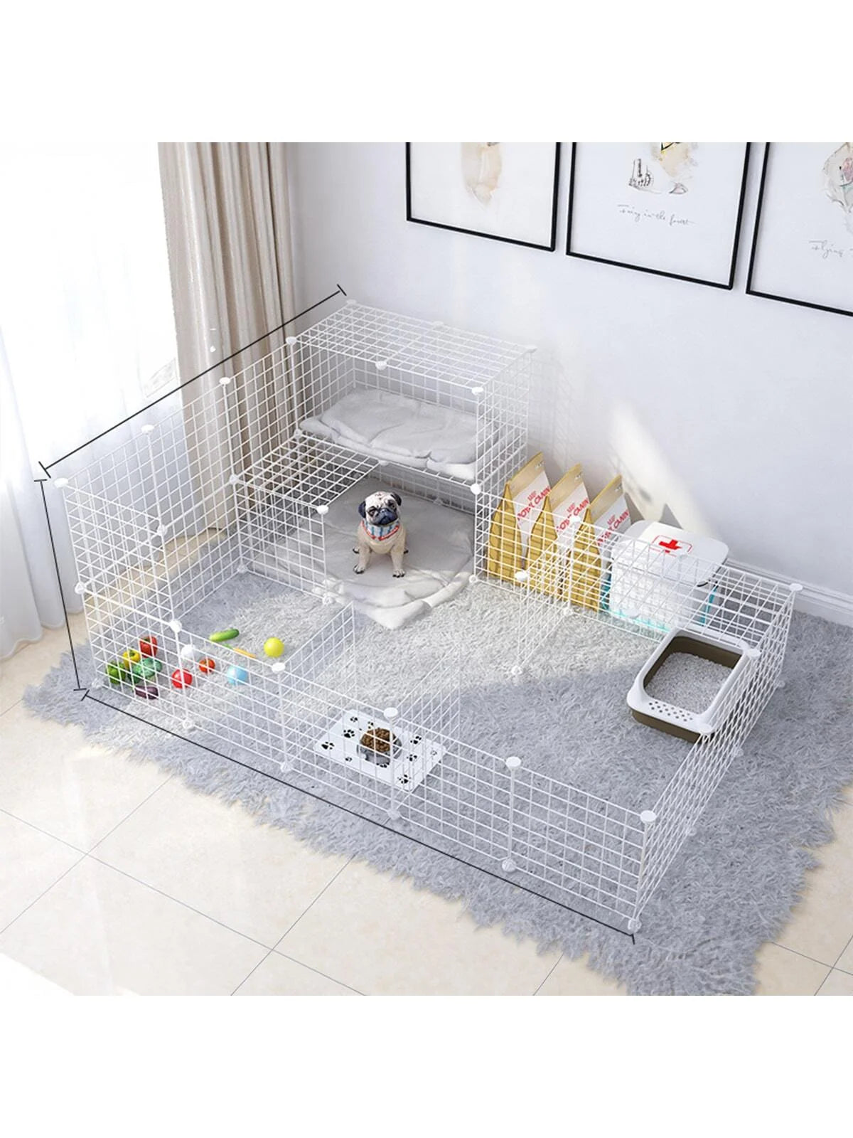 Clôture blanche pour animaux de compagnie, maille en fer à faire soi-même, peut être librement combinée, cage pour chat, cage pour chien, cage pour hamster, cage pour lapin