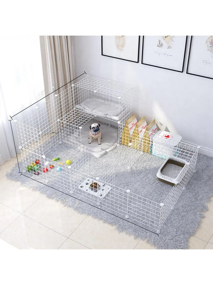 Clôture blanche pour animaux de compagnie, maille en fer à faire soi-même, peut être librement combinée, cage pour chat, cage pour chien, cage pour hamster, cage pour lapin