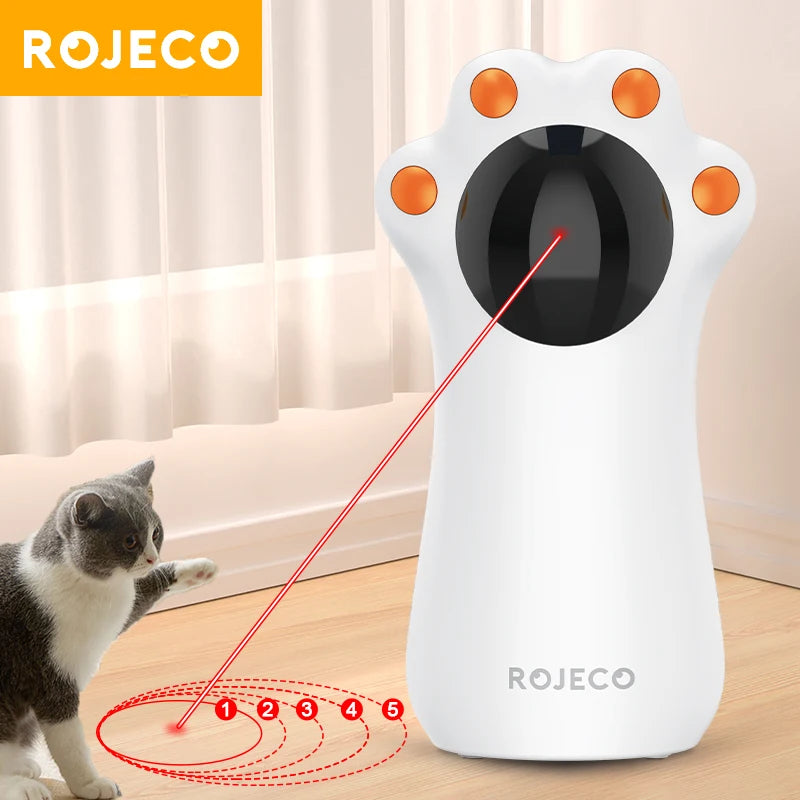 ROJECO Jouets automatiques pour chat Griffes de chat interactives intelligentes Laser Teasing Pet LED Laser Jouet d'intérieur USB Rechargeable pour chien