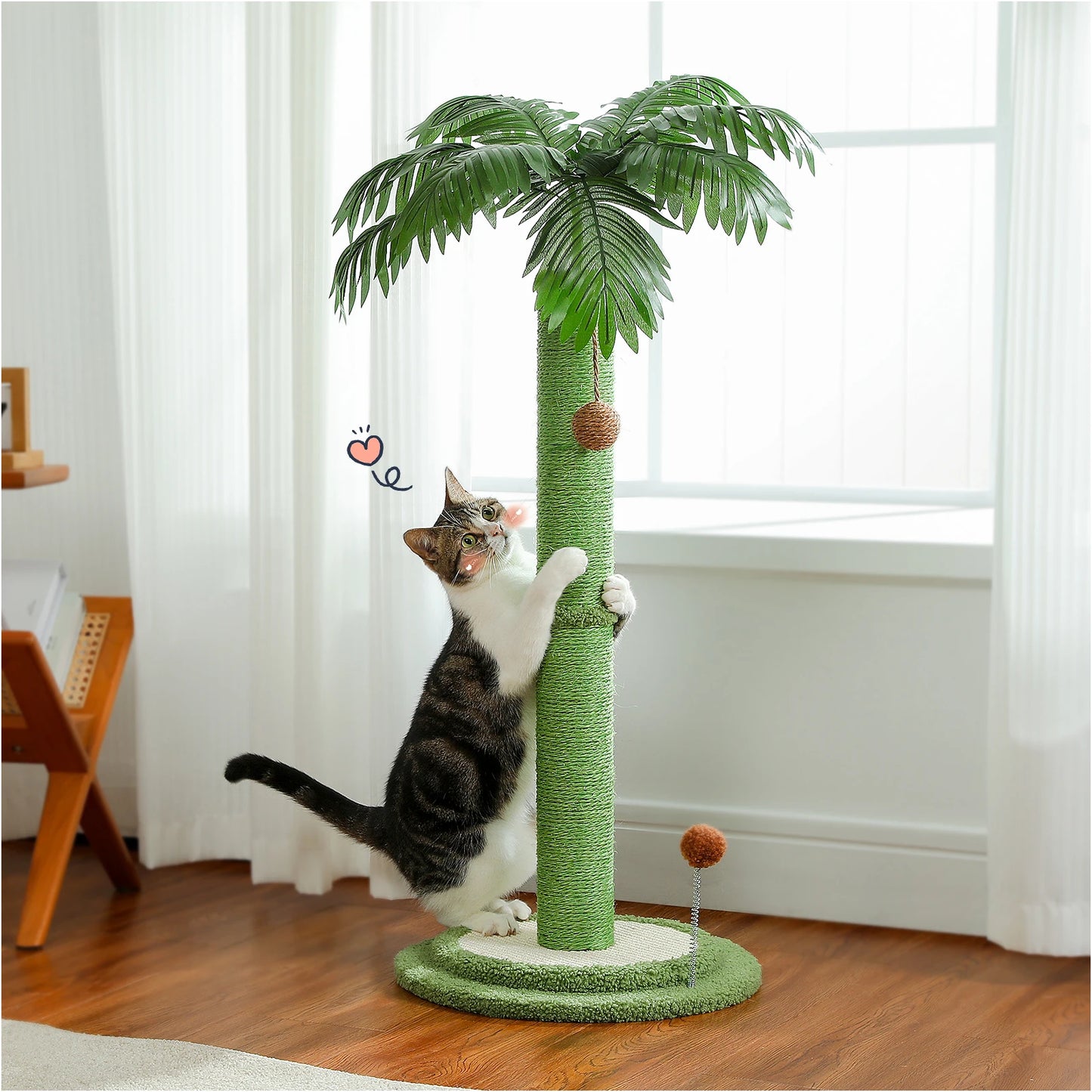 Arbre à chat haut avec balles interactives – Arbre à chat en sisal pour grands chats et chatons