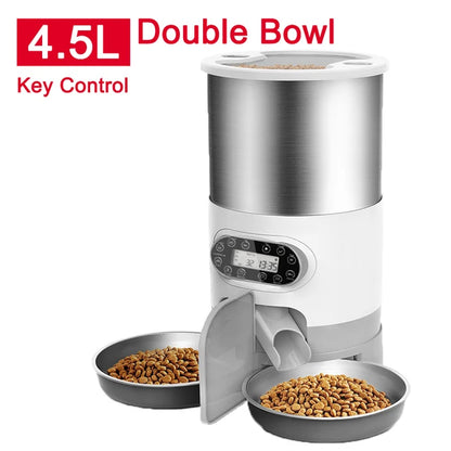 Distributeur de nourriture intelligent pour chats et chiens – Distributeur de nourriture automatique avec bols en acier inoxydable, contrôlé par application 