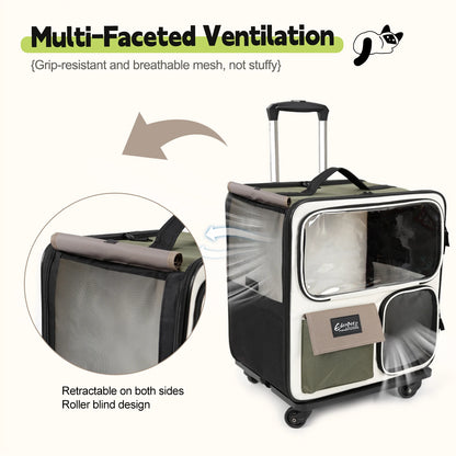 Chariot pour chien et chat, poussette pliable pour animaux de compagnie, 4 roues universelles, valise de voyage pour animaux de compagnie