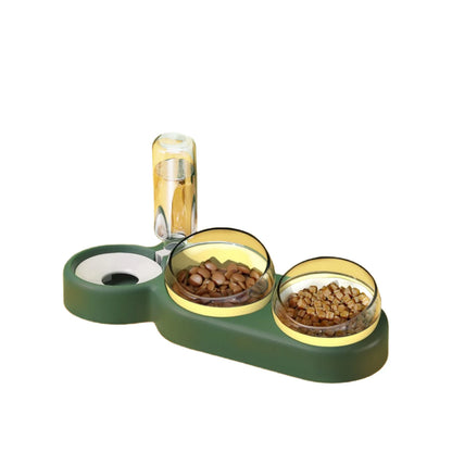 Gamelle pour chat avec fontaine à eau – Conception à double bol anti-basculement, mangeoire inclinée pour chats 