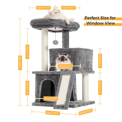 Arbre à chat de luxe – Condos doubles, hamac, perchoir spacieux, griffoirs en sisal