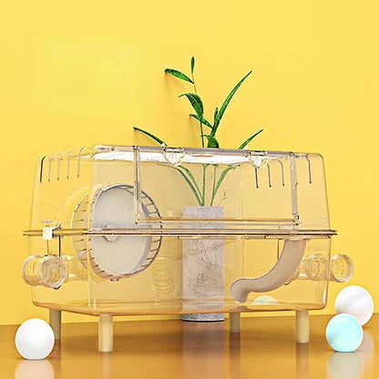 Cage pour hamster en acrylique à deux couches transparente Villa Cage de base Djungarian Hamster Boîte d'alimentation Spécial été Cottage Fournitures
