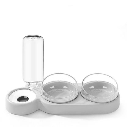 Gamelle pour chat avec fontaine à eau – Conception à double bol anti-basculement, mangeoire inclinée pour chats 