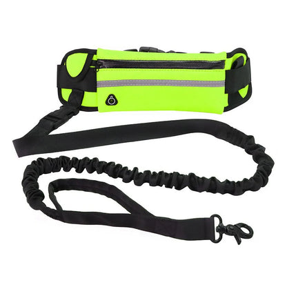 Laisse pour chien mains libres pour courir, marcher, laisse réfléchissante avec sac banane, ceinture élastique rétractable, corde de traction pour chien, produits pour animaux de compagnie