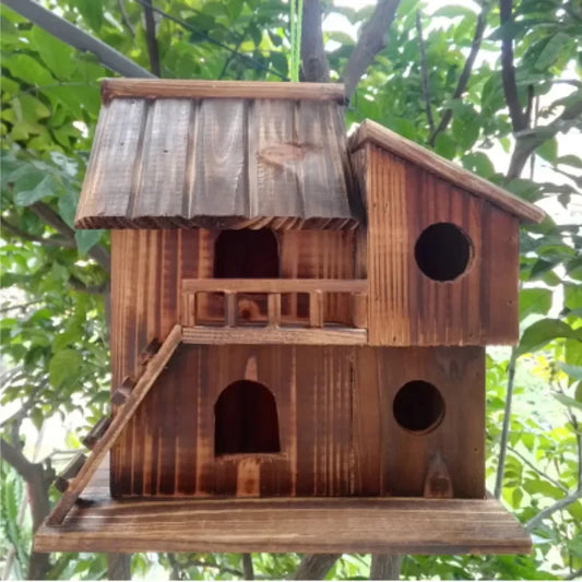 Nid d'oiseau en bois de préservation, maison d'extérieur imperméable et chaude pour oiseaux, pivoine, perroquet, boîte d'élevage, cage à oiseaux, jouet ZP6261038