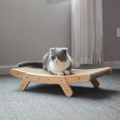 Grattoir à chat en bois, lit de salon amovible, poteau à gratter 3 en 1 pour chats, jouets pour griffes de meulage, planche à gratter pour chat