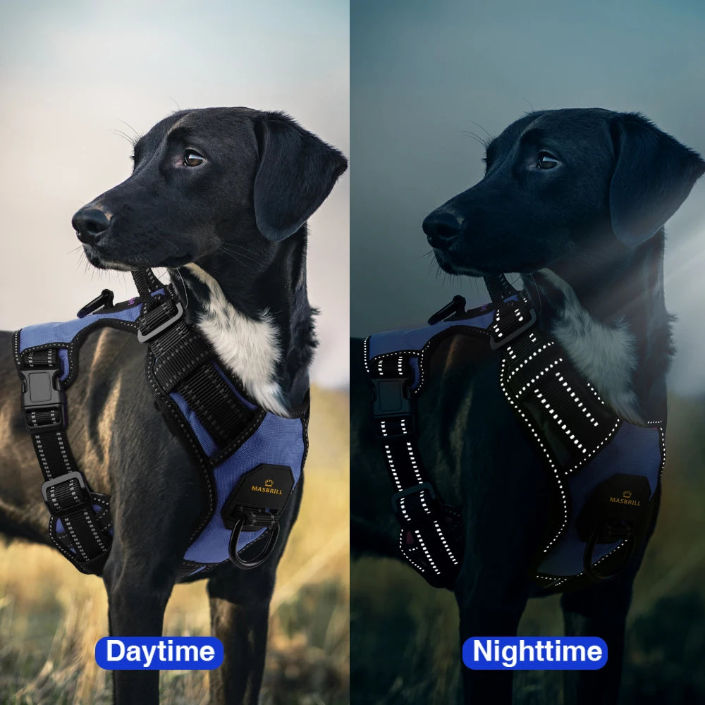 MASBRILL Pet No-Pull Harness – Upgrade Version Reflective Nylon Adjustable Dog Vest for Medium & Large Dog