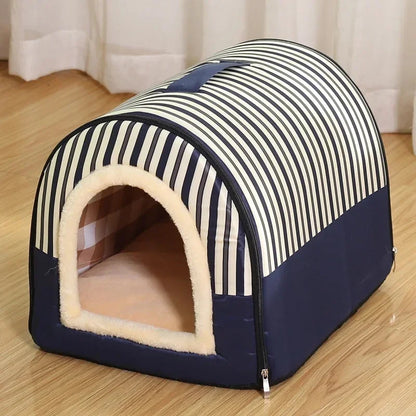 Lit pour animaux de compagnie pliable, niche pour chien, tente douce, panier de couchage intérieur fermé et chaud en peluche avec coussin amovible pour chats et chiens 