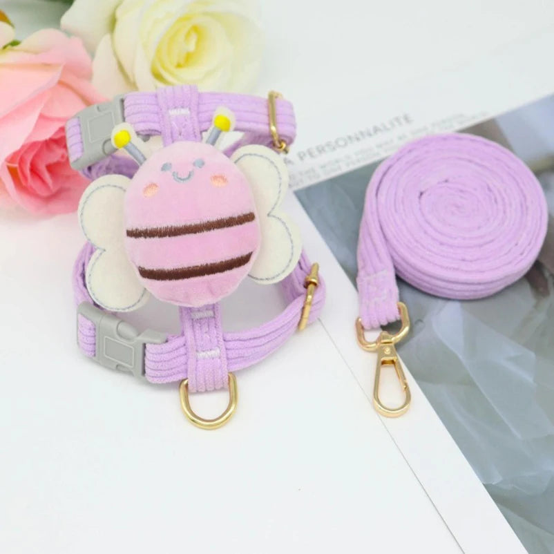 Harnais pour chien de style abeille avec laisse - Portable et confortable