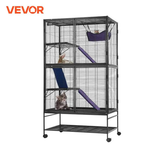 VEVOR 64,6" Rollbarer Frettchenkäfig aus Metall, großer 4-stöckiger Critter Nation-Käfig, Kleintierkäfig für Haustiere, Ratten, Hamster, Meerschweinchen, Chinchillas
