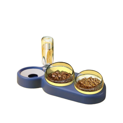 Gamelle pour chat avec fontaine à eau – Conception à double bol anti-basculement, mangeoire inclinée pour chats 