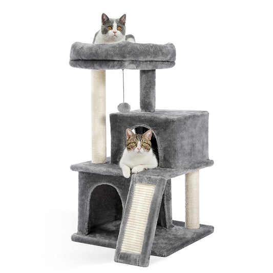 Arbre à chat de luxe – Condos doubles, hamac, perchoir spacieux, griffoirs en sisal