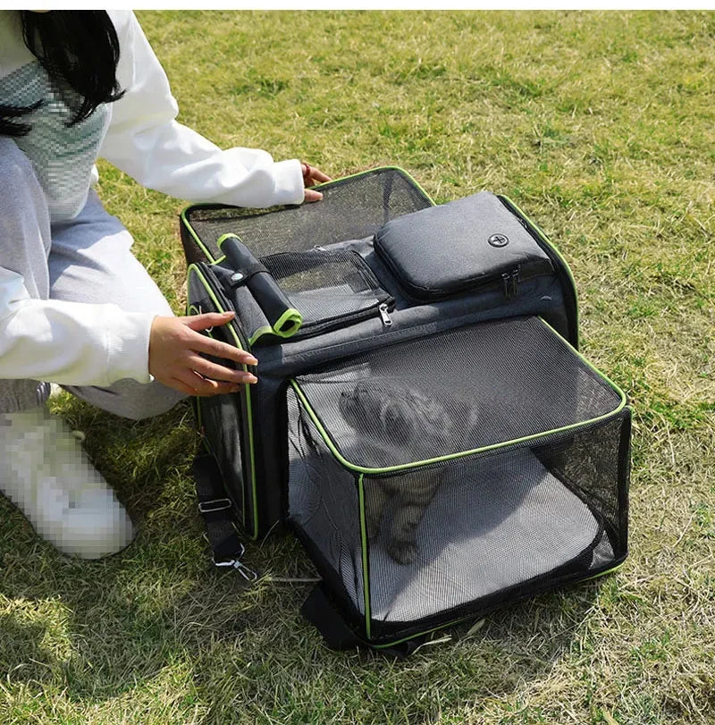 Sac de voyage pour chat approuvé par les compagnies aériennes - Extensible et pliable 